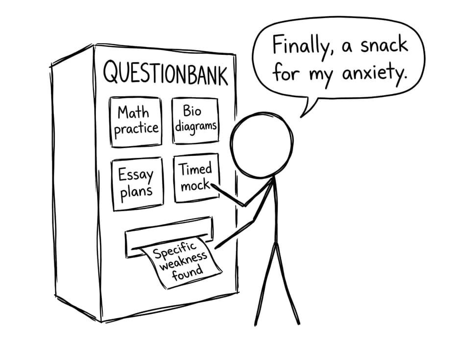 Questionbank vending machine for anxious students