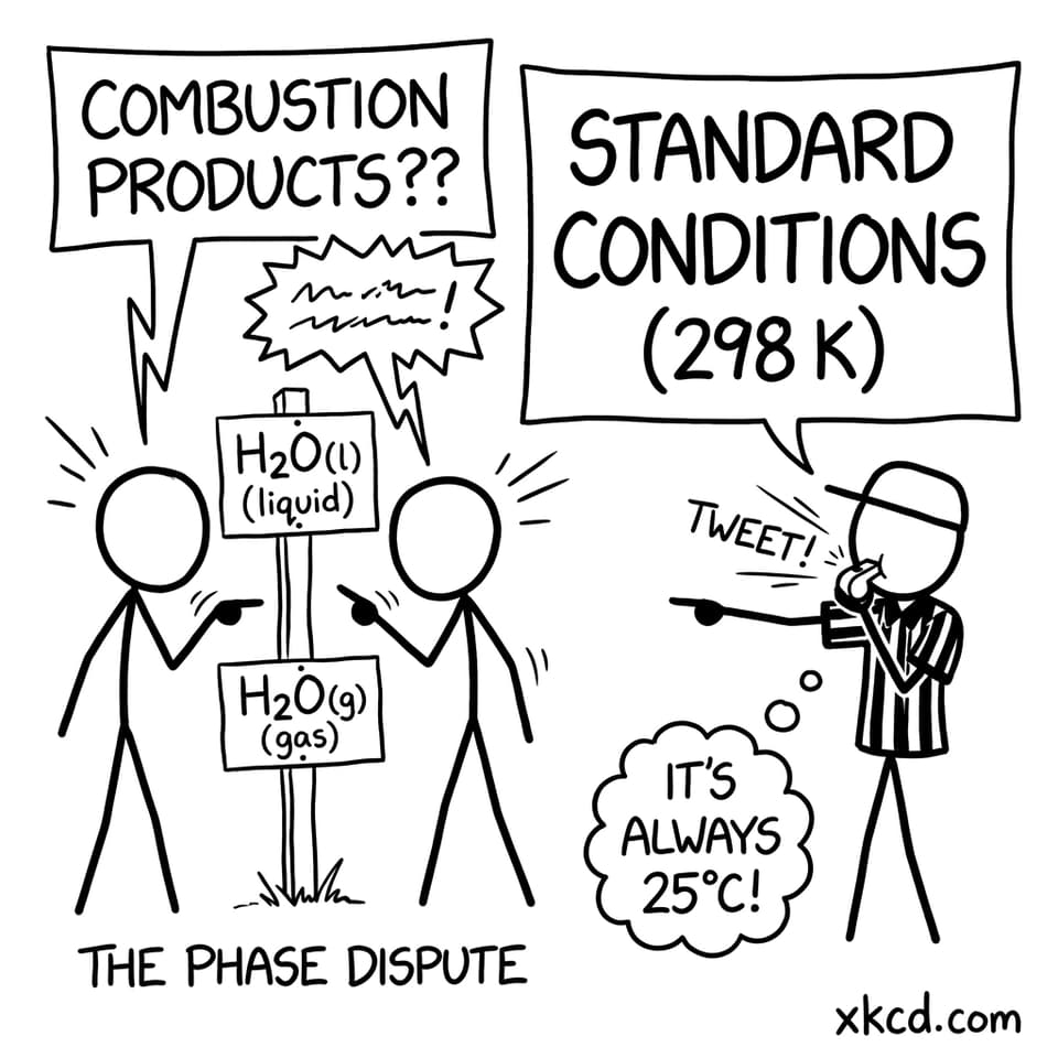 Standard conditions referee settles H2O(l) vs H2O(g)