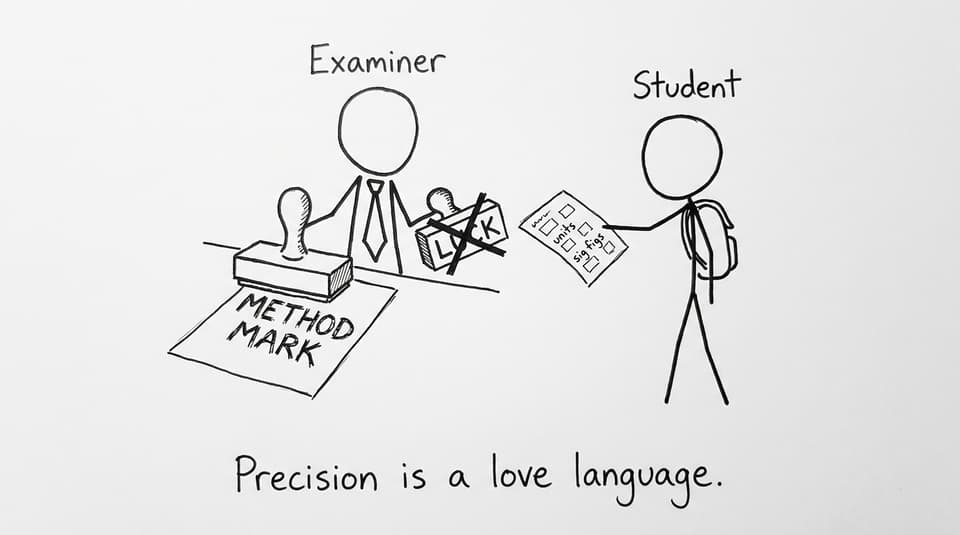 An examiner stamping METHOD MARK and crossing out LUCK