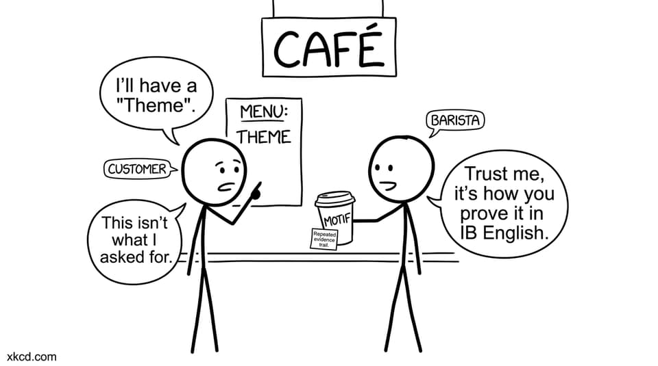 Cafe joke about theme vs motif