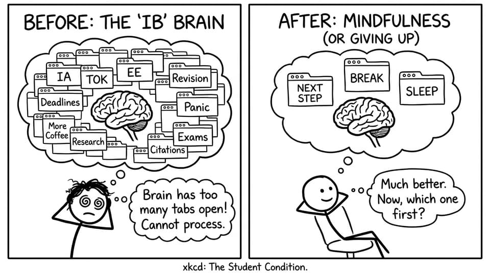 Browser tabs before and after mindfulness