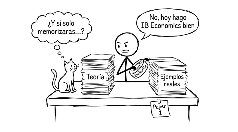 Estudiante uniendo teoría y ejemplos con evaluación