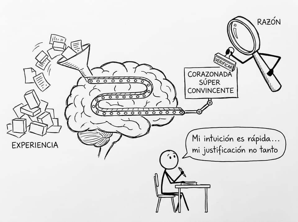 Cerebro fabricando corazonadas y razón verificando