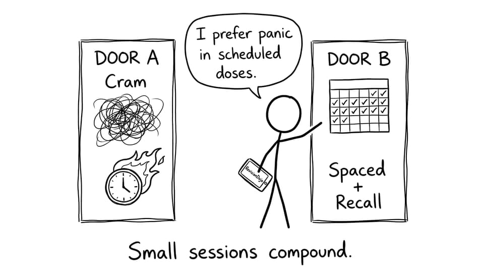 Choosing spaced recall over cramming