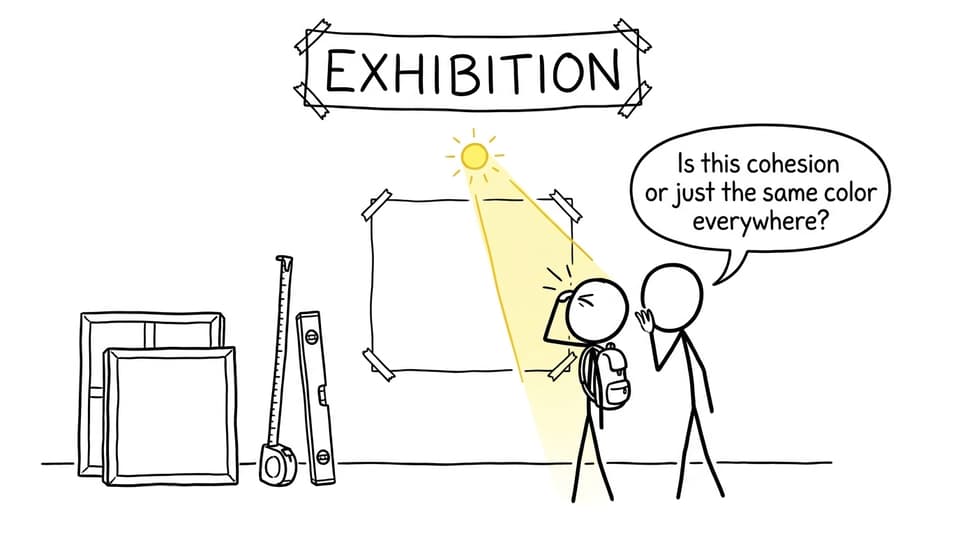 Exhibition setup: “cohesion or just same color?”