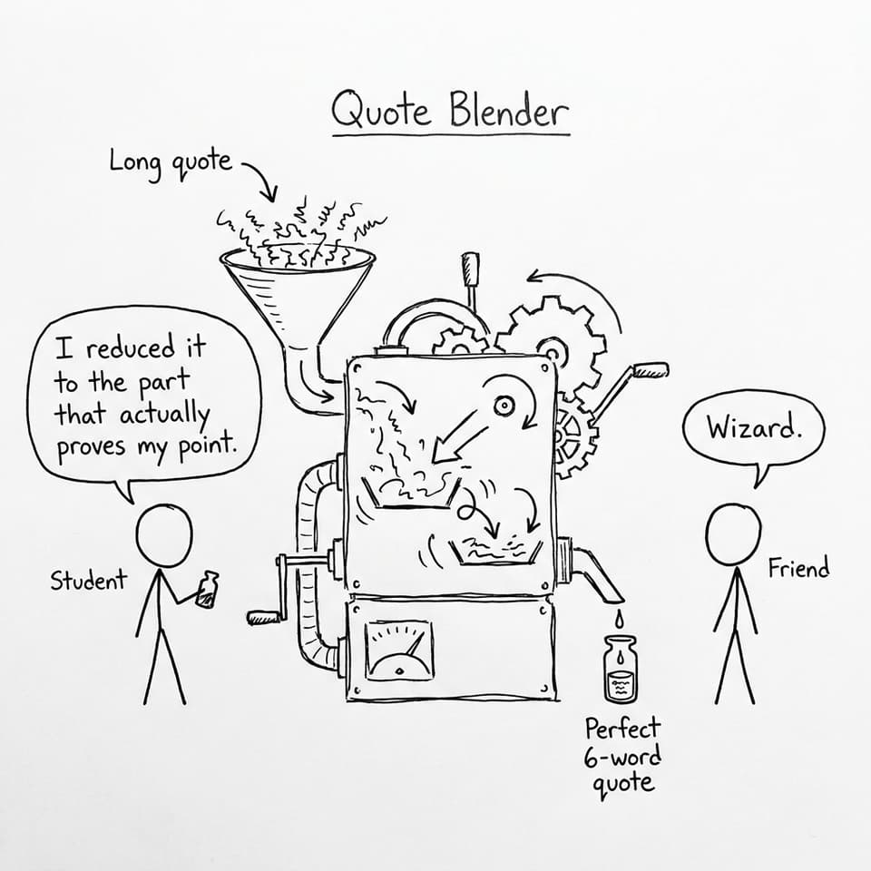 Comic about quote blender