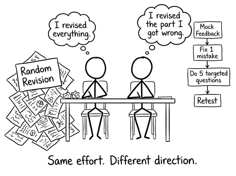 Random Revision vs Mock Feedback flowchart