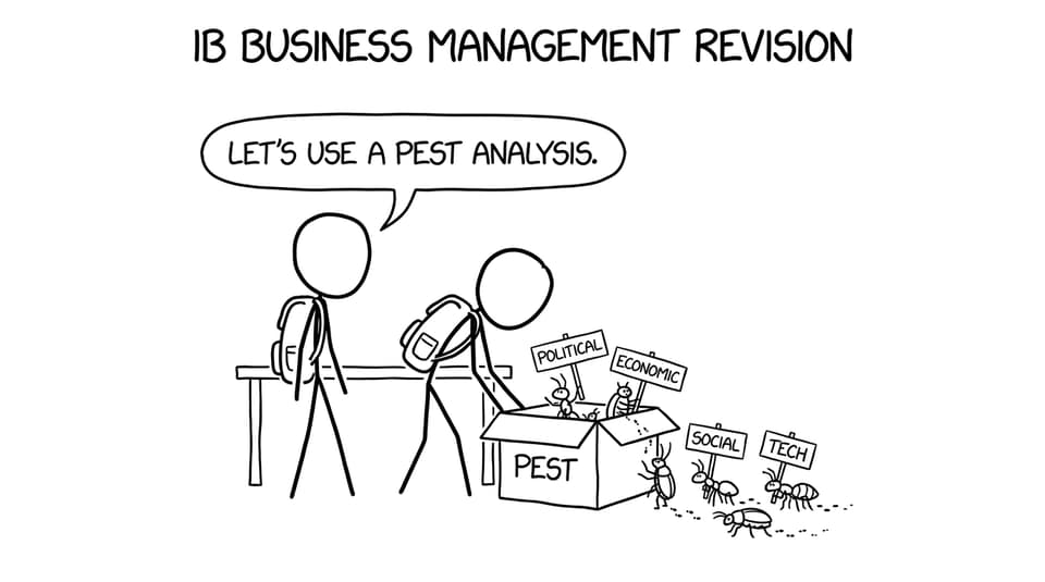 Students open a box labeled PEST; literal pests crawl out holding signs