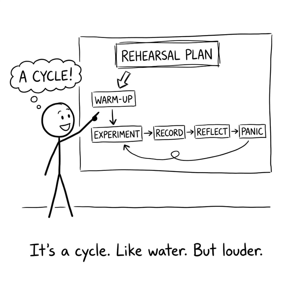 The rehearsal cycle always includes “panic”