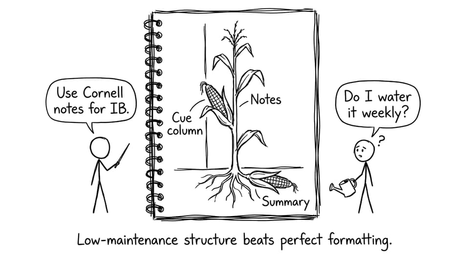 Comic about Cornell notes as a corn plant