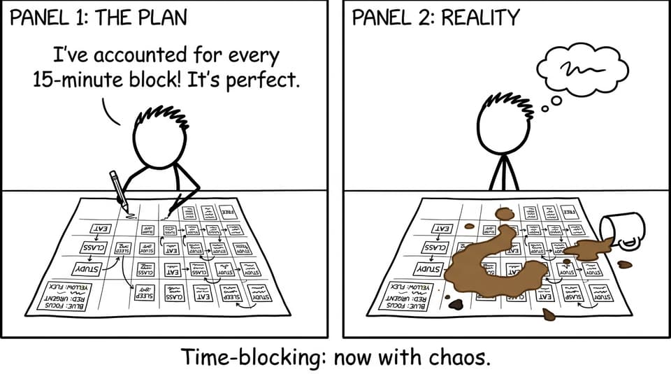 Time-blocking chaos XKCD comic