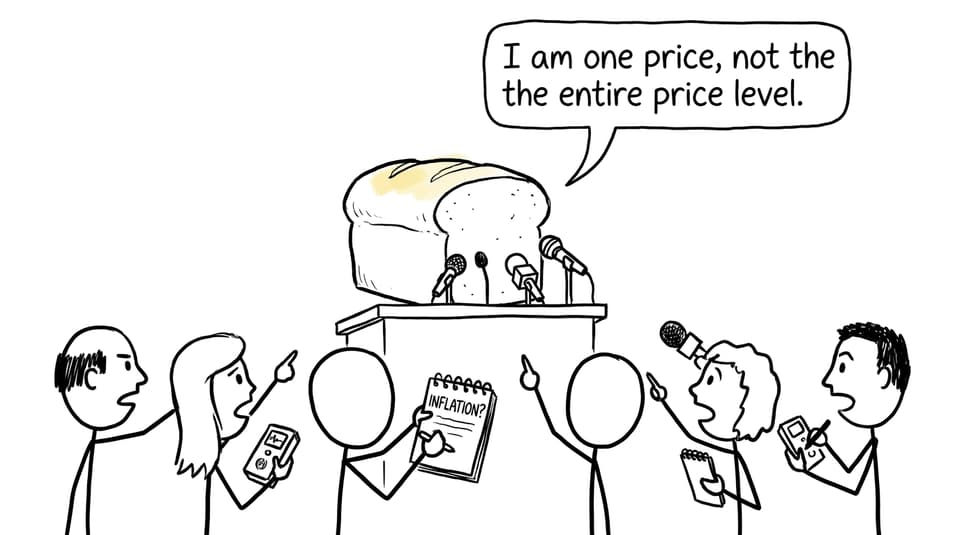 A loaf of bread denies responsibility for economy-wide inflation