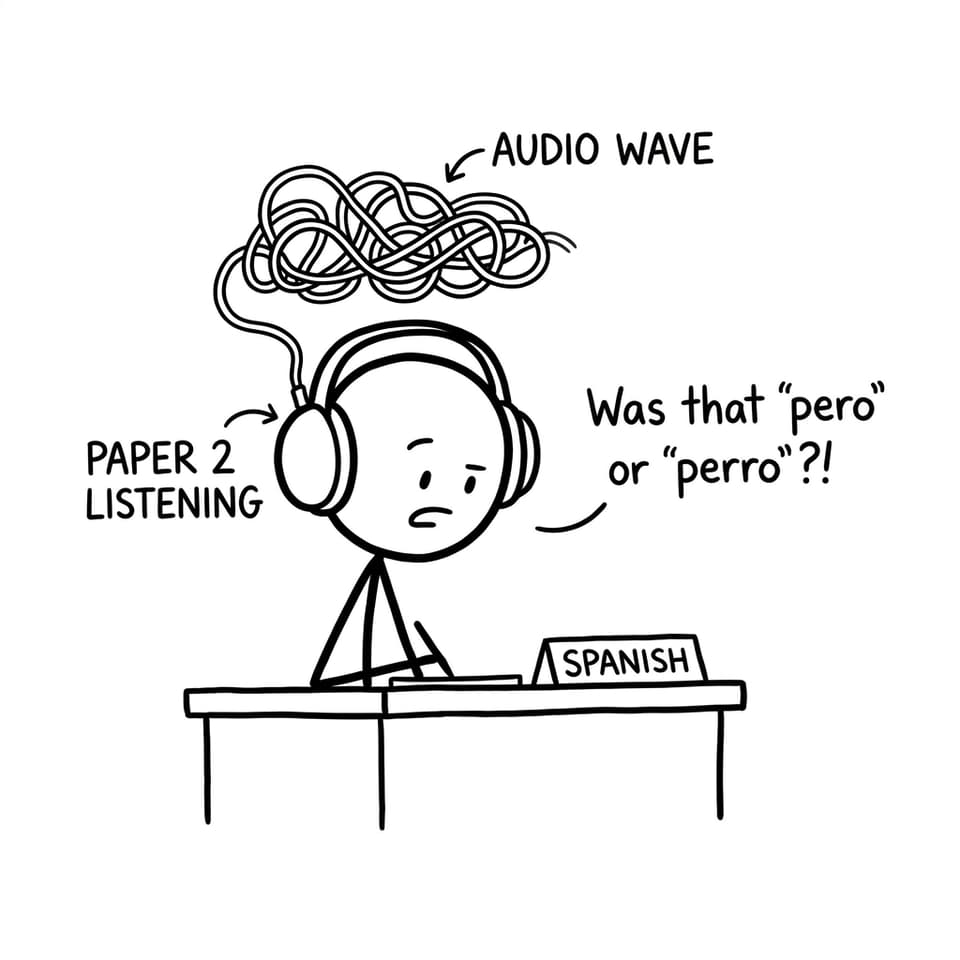 Listening exam spaghetti audio wave joke