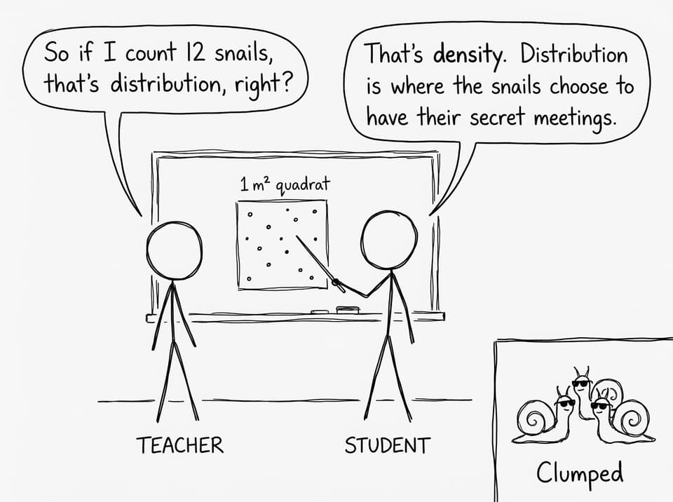 Quadrat joke: density vs distribution