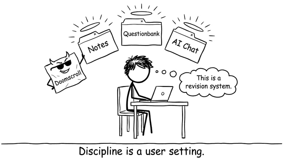 Tabs: Notes, Questionbank, AI Chat vs Doomscroll
