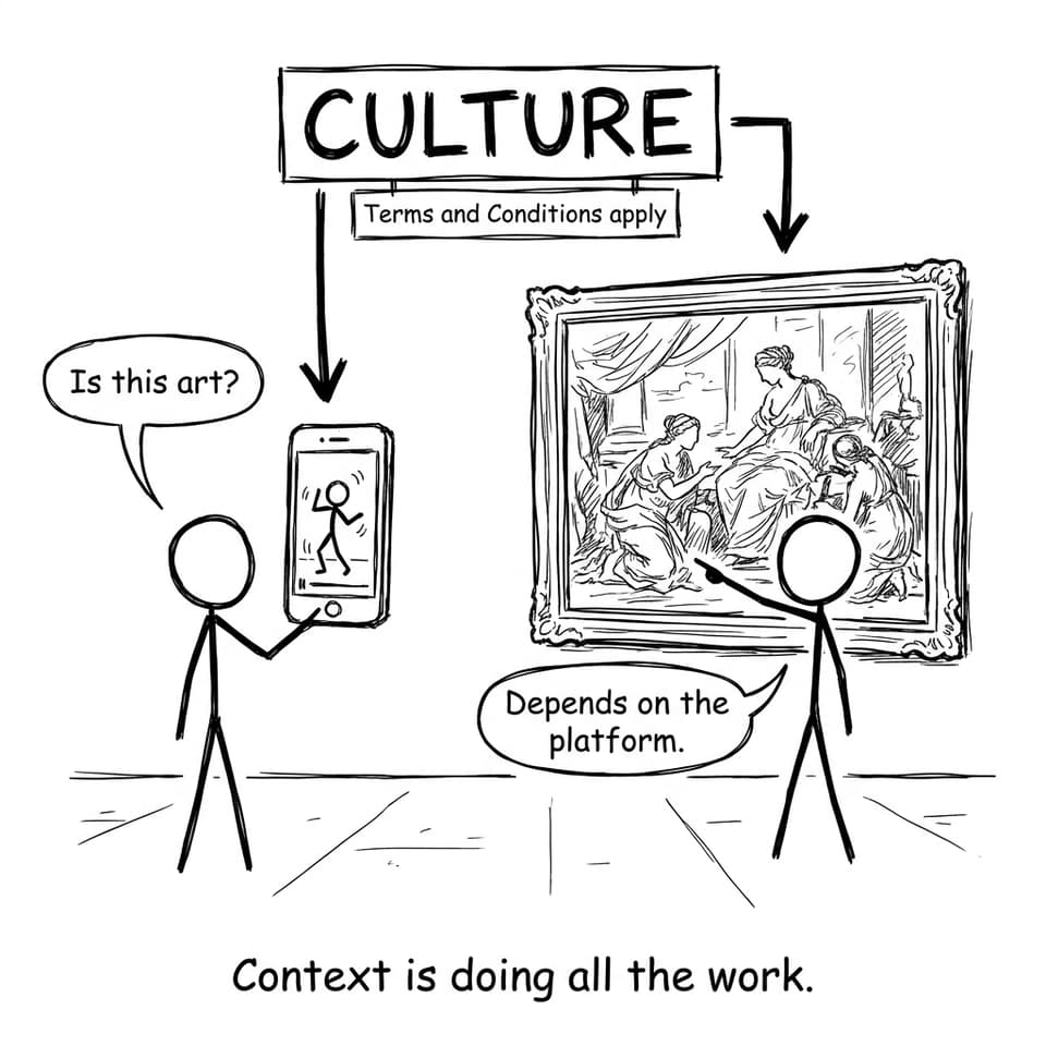Museum sign says CULTURE, but terms apply