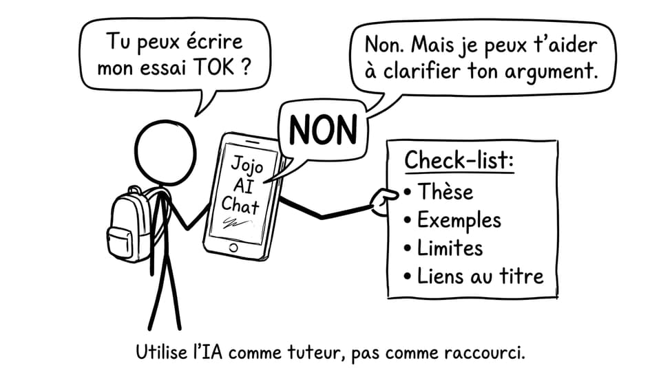 Jojo AI Chat refuse d’écrire l’essai, mais aide à structurer