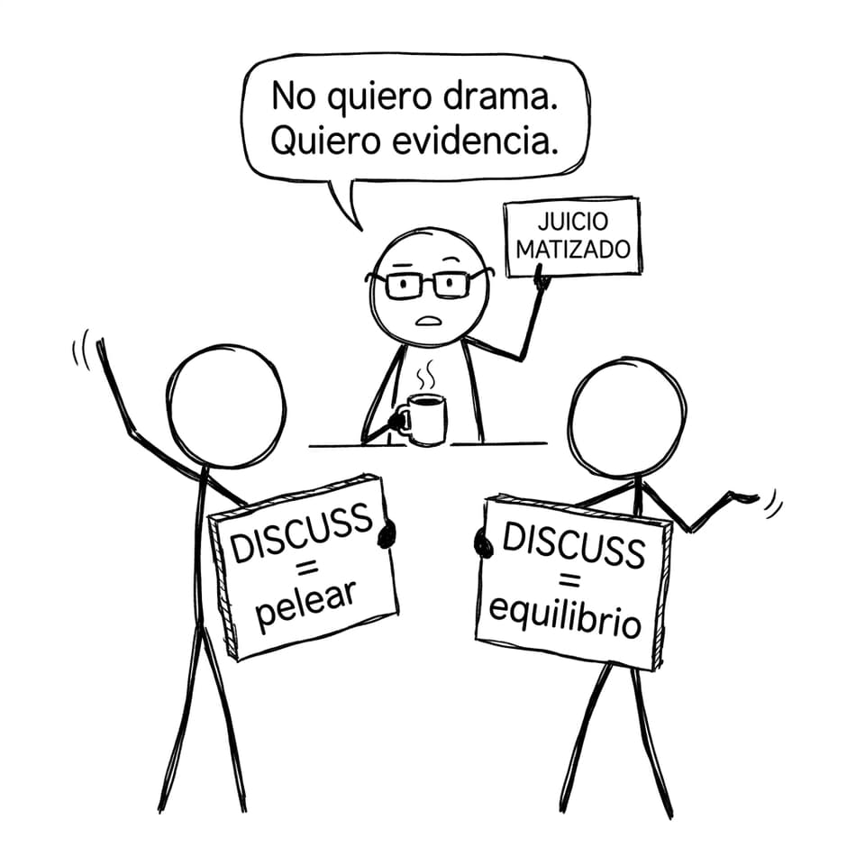Dos carteles: Discuss pelear vs equilibrio