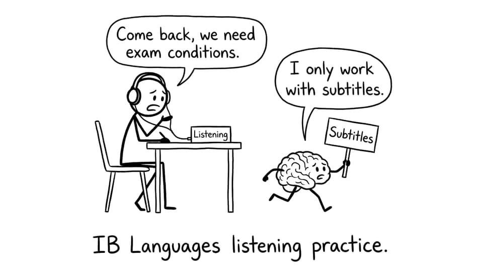 IB Languages listening struggle comic