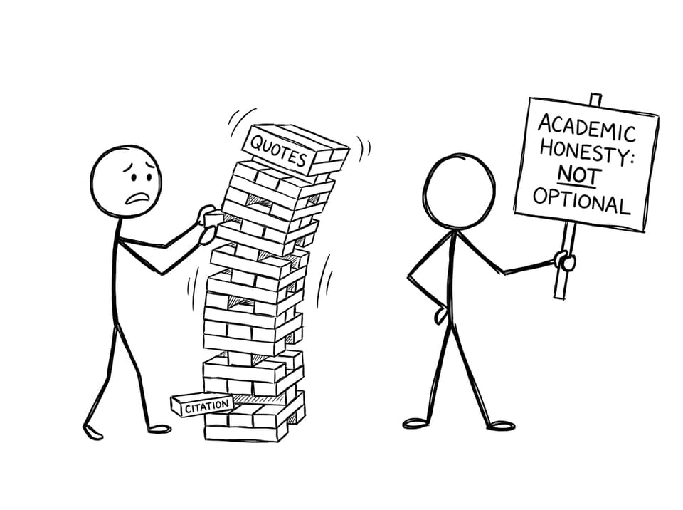 Jenga tower of quotes missing the citation block