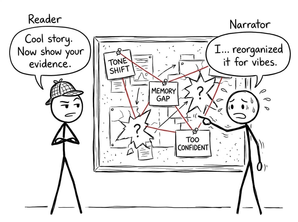 Reader vs Narrator detective board