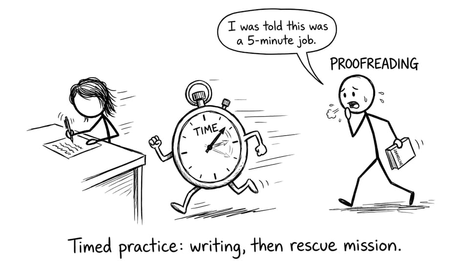 Timed writing turns proofreading into a rescue mission