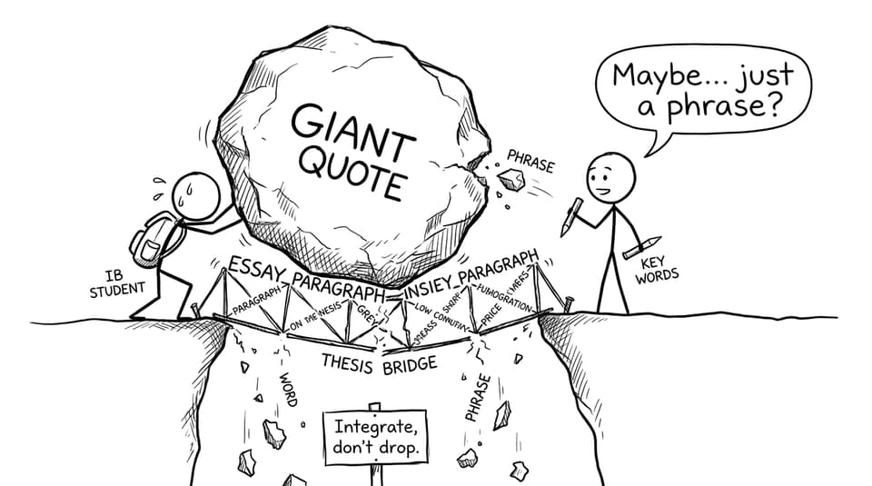 A giant quote breaks an essay bridge