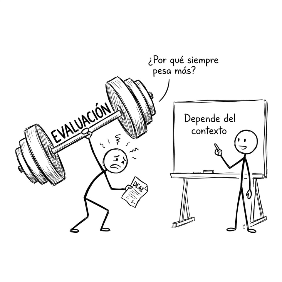 Pesa gigante de EVALUACIÓN en un ensayo