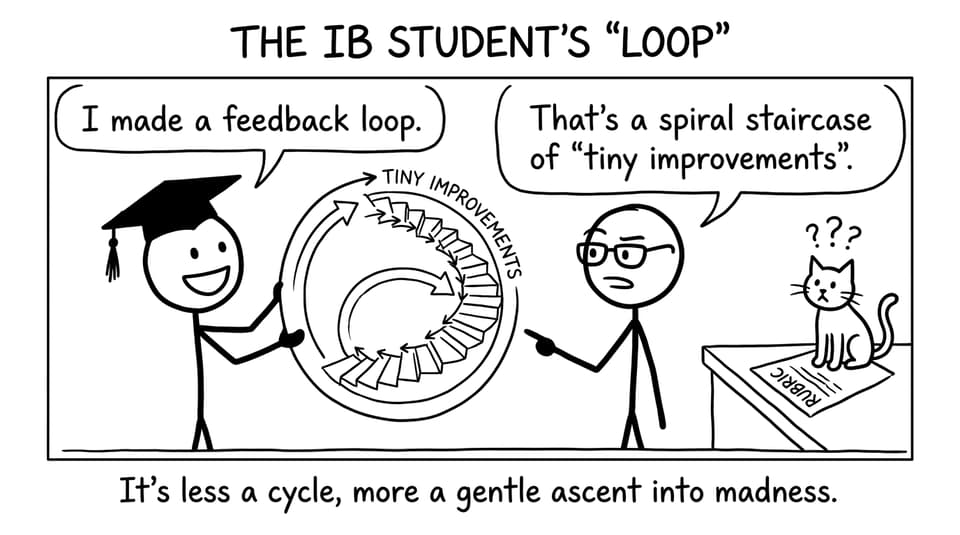Stick figure discovers improvement is a spiral