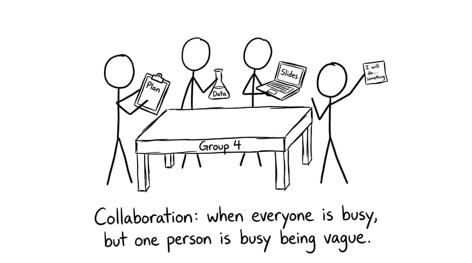 Collaboration: when everyone is busy, but one person is busy being vague.