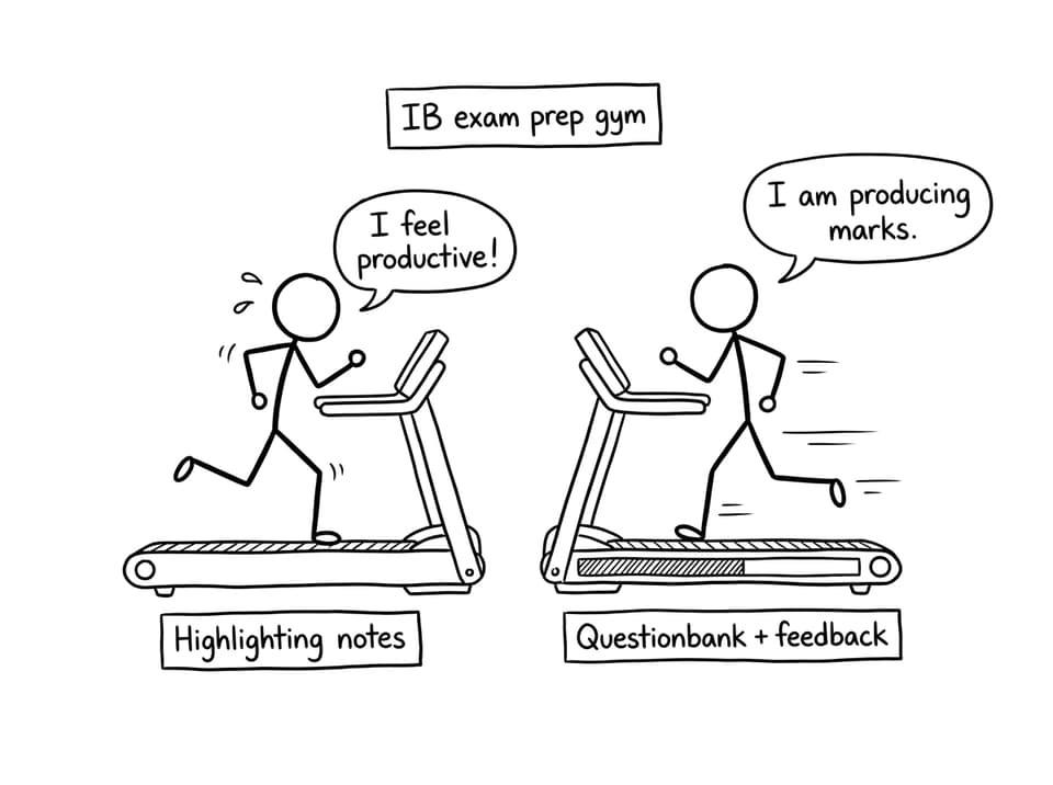 A treadmill joke about “feeling productive” vs earning marks