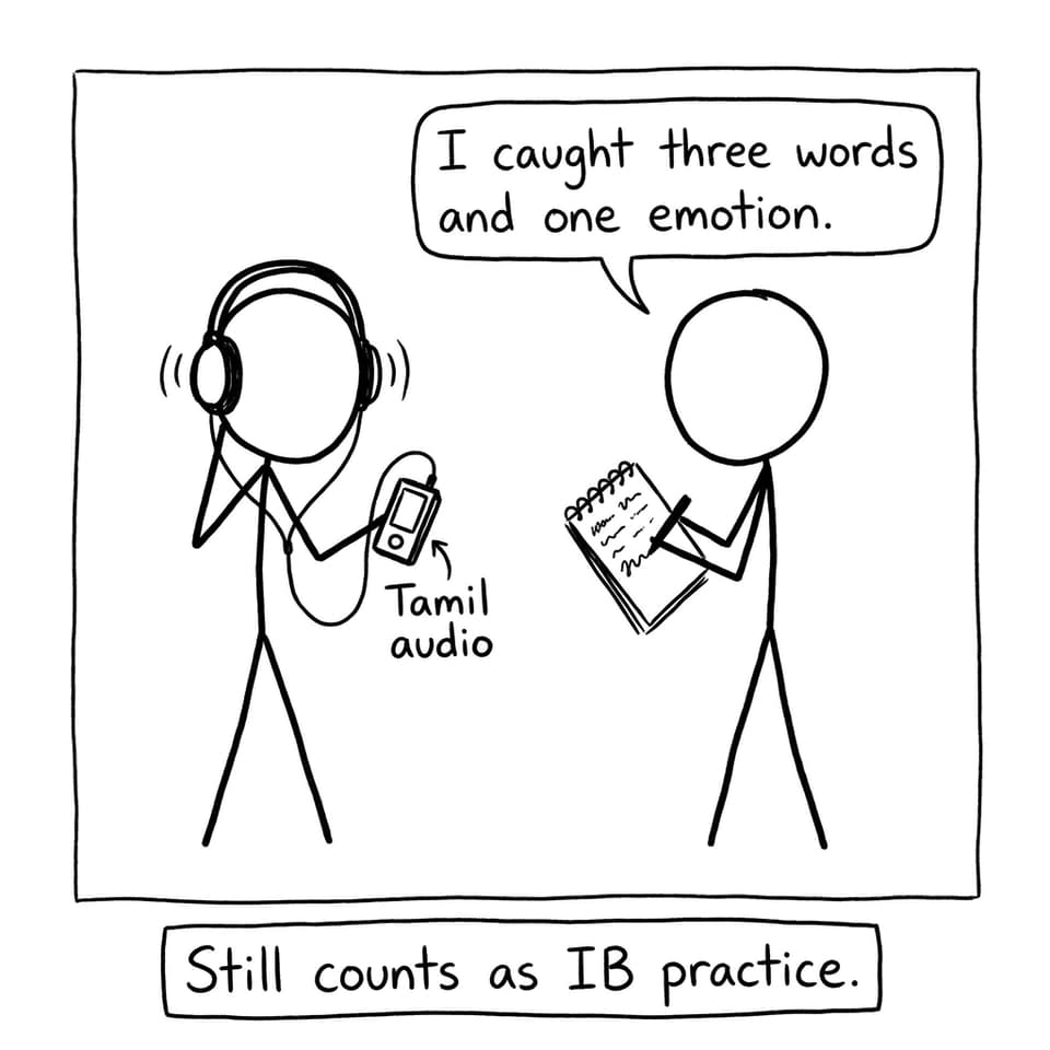 Listening practice joke: three words and one emotion