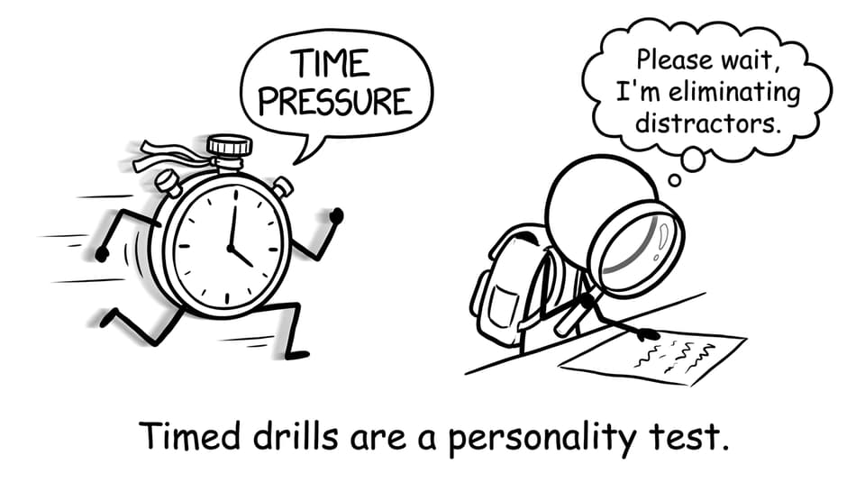 Timed drills are a personality test.