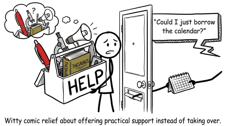 A parent discovers that a calendar is more useful than an enormous help toolbox