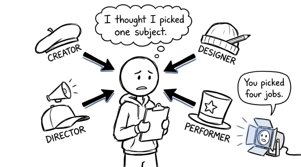 An IB Theatre student discovers that one subject contains four jobs