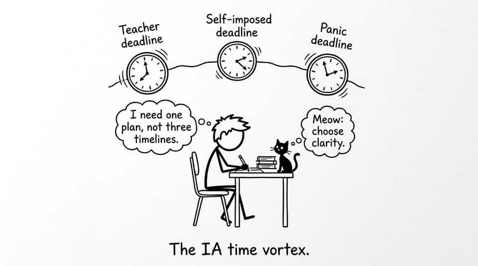 A student facing three deadline clocks