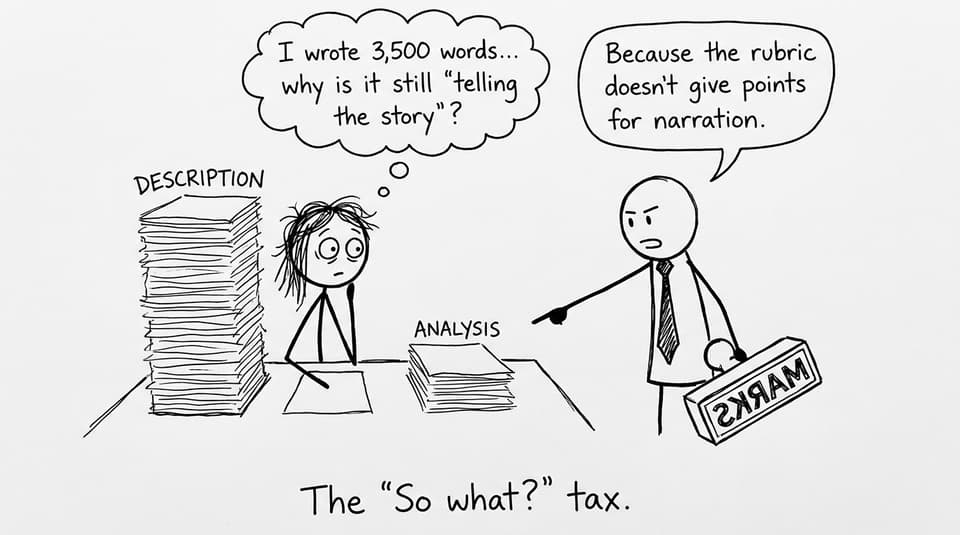 Description vs analysis comic