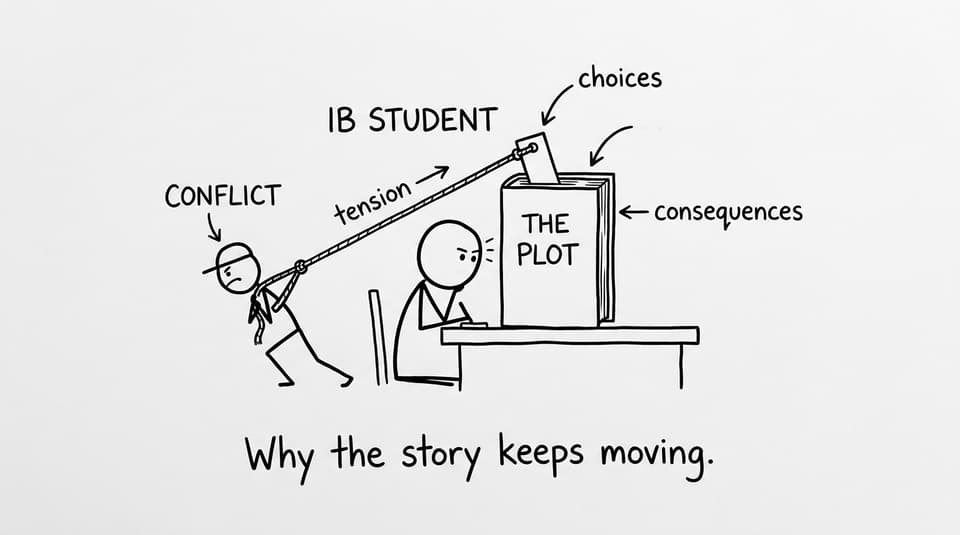 A stick figure conflict tows the plot forward