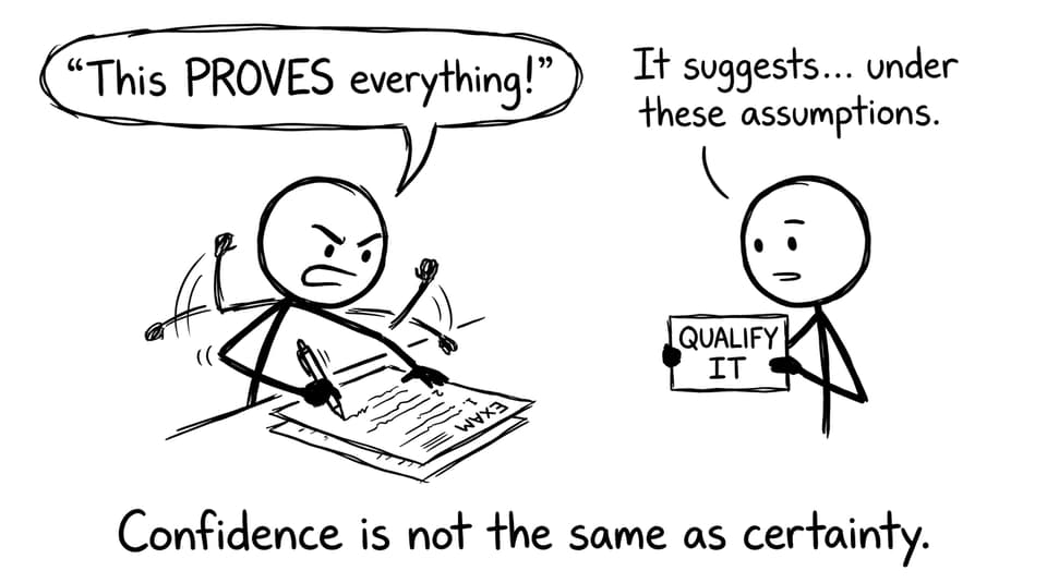Student learns to qualify conclusions