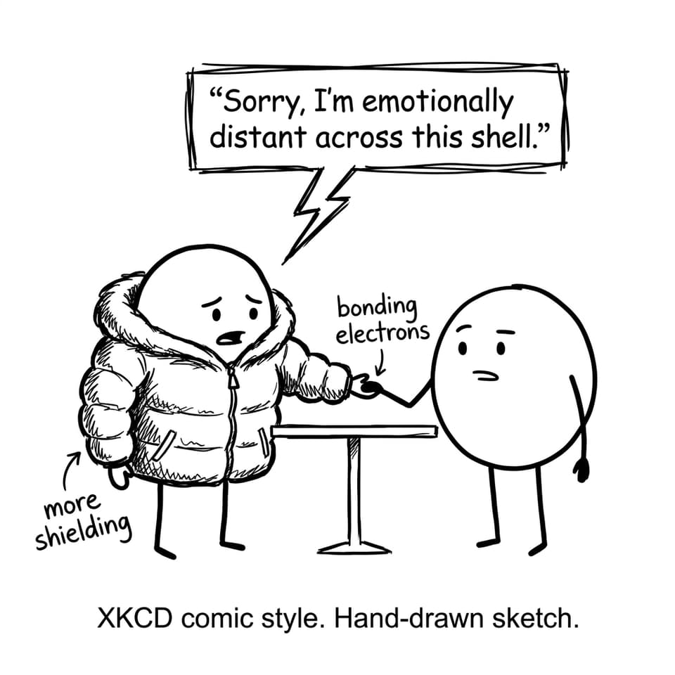 Two atoms on a date, but shielding makes it awkward