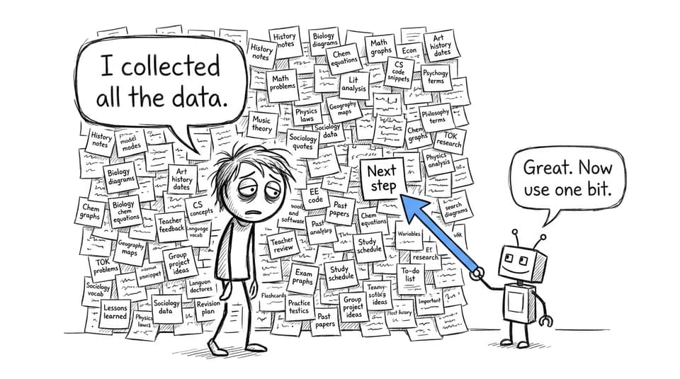 An IB student learns that collecting data is not the same as using it