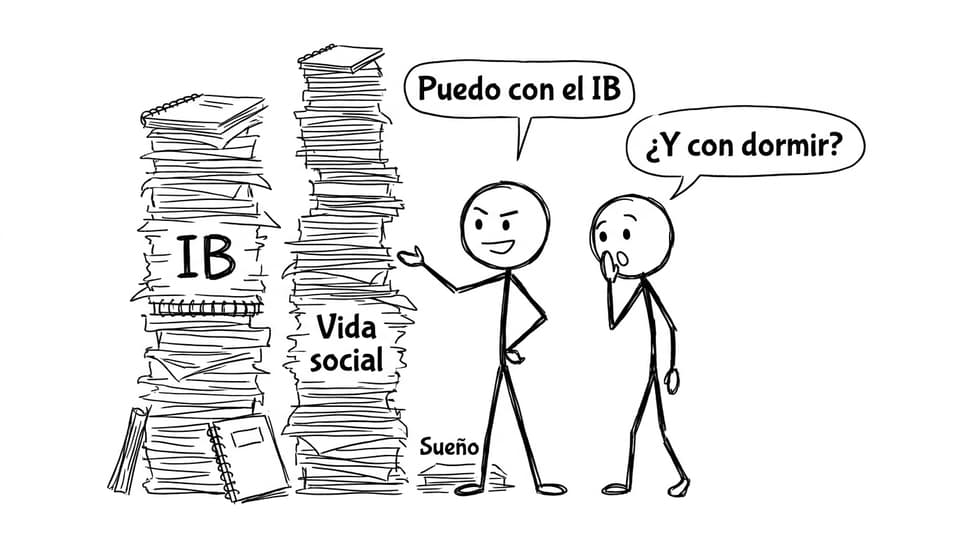 Un estudiante equilibrando IB, vida social y sueño