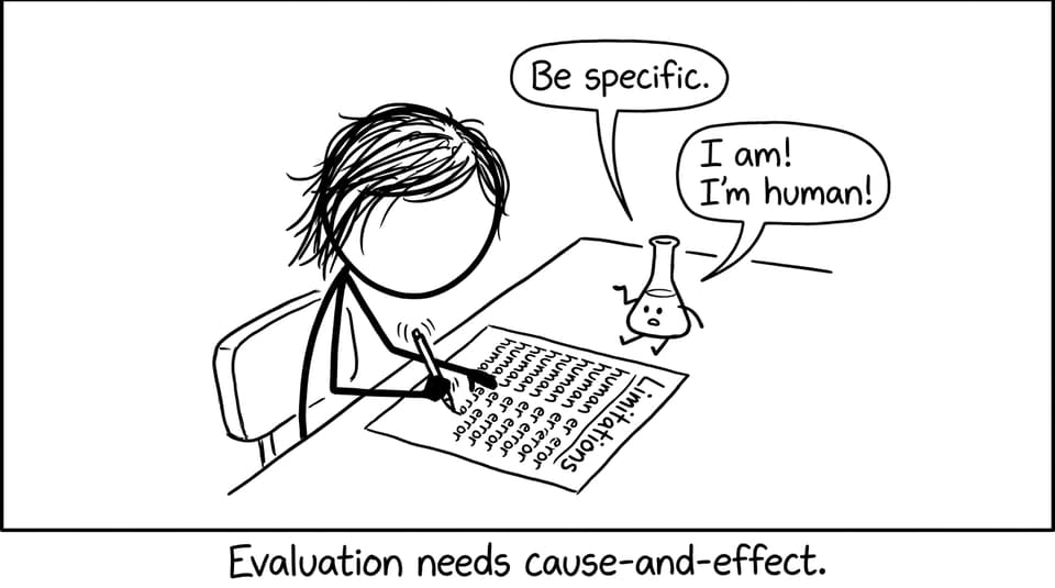 Evaluation needs cause-and-effect