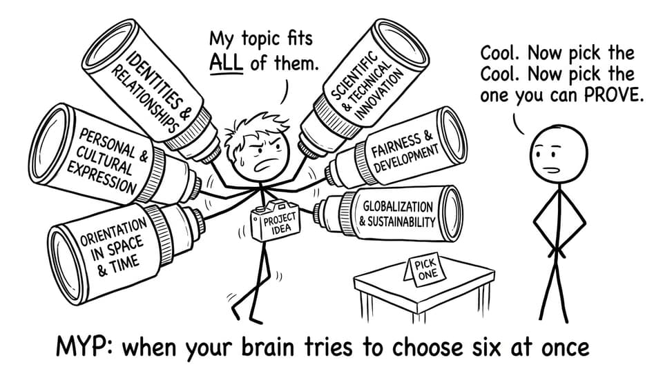 A student tries to choose six MYP global contexts at once