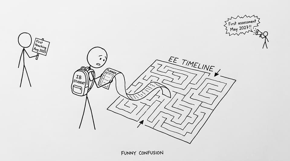 A maze-like EE timeline joke