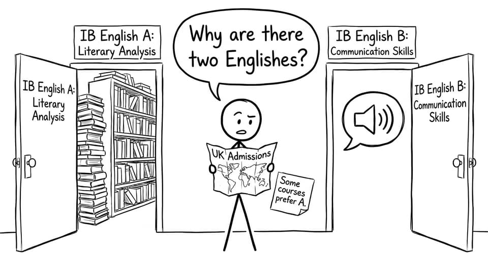 Comic: Two doors, English A vs English B