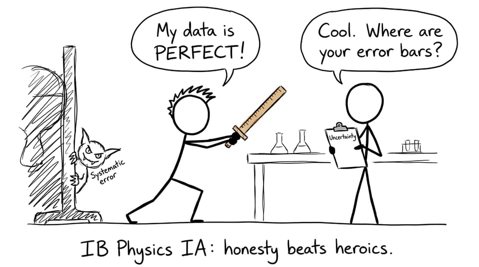 Lab student boasting perfect data while friend asks for error bars