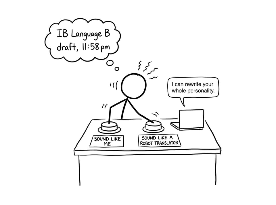 An IB student choosing between sounding authentic or like a robot translator