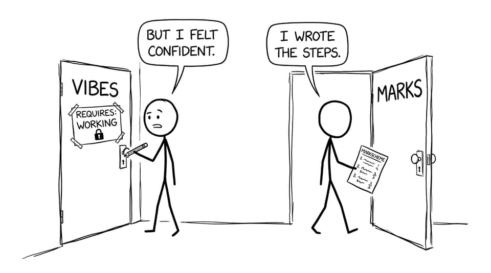 Marks vs vibes door joke about showing working