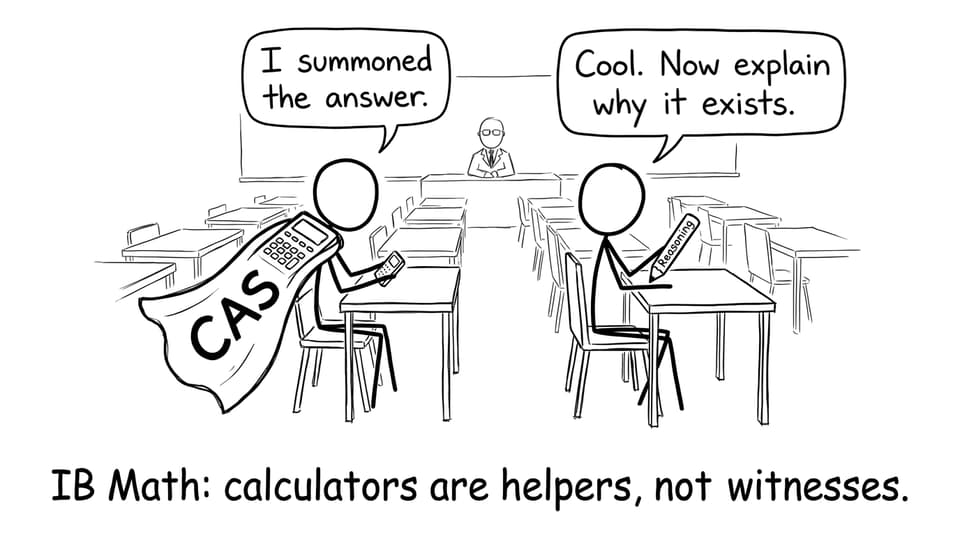 IB Math: calculators are helpers, not witnesses.